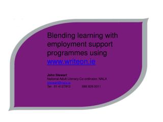Blending learning with employment support programmes using writeon.ie