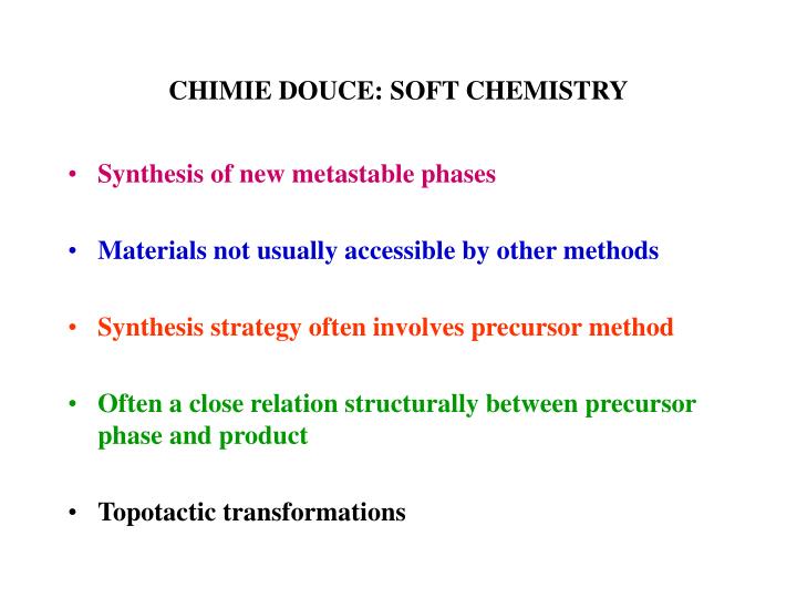 chimie douce soft chemistry