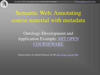 Semantic Web: Annotating course material with metadata