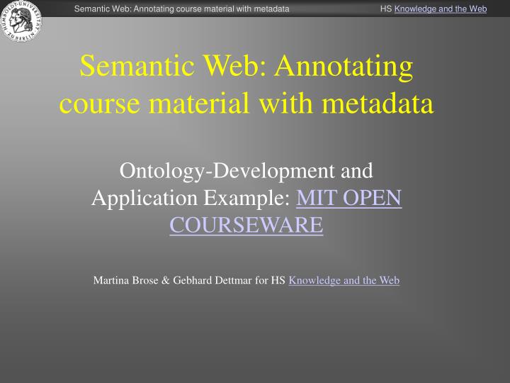 semantic web annotating course material with metadata
