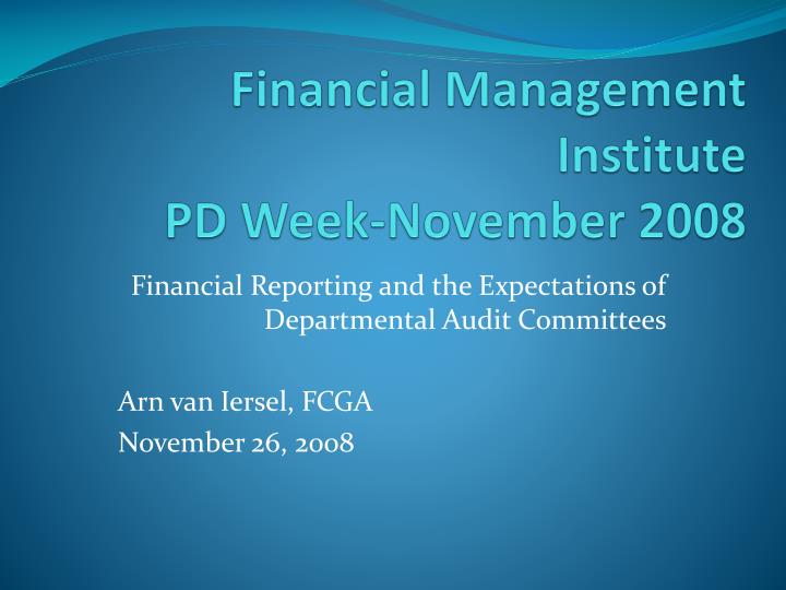 financial management institute pd week november 2008