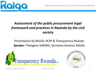 Assessment of the public procurement legal framework and practices in Rwanda by the civil society