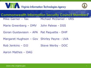 Commonwealth Information Security Council Members