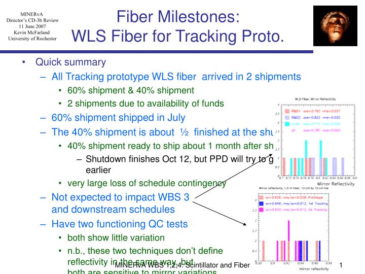 fiber milestones wls fiber for tracking proto