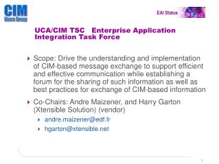 UCA/CIM TSC Enterprise Application Integration Task Force
