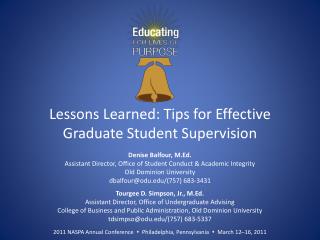 Lessons Learned: Tips for Effective Graduate Student Supervision