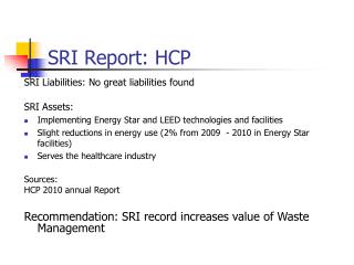 SRI Report: HCP