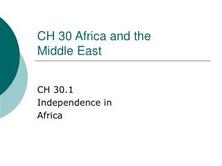 CH 30 Africa and the Middle East