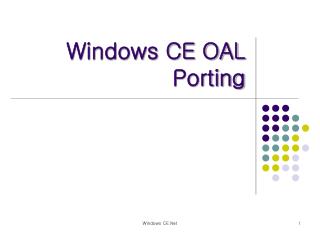 windows ce oal porting