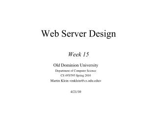Web Server Design Week 15