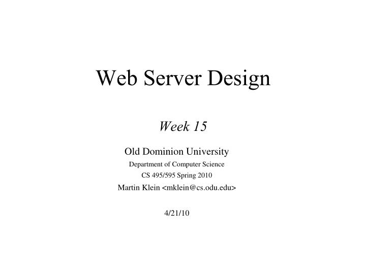 web server design week 15