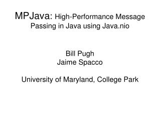 MPJava : High-Performance Message Passing in Java using Java.nio