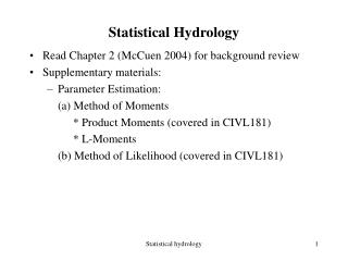 Statistical Hydrology