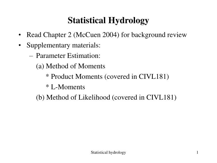 statistical hydrology