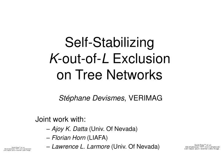 self stabilizing k out of l exclusion on tree networks
