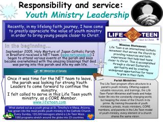 Responsibility and service: Youth Ministry Leadership