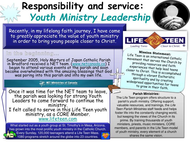 responsibility and service youth ministry leadership