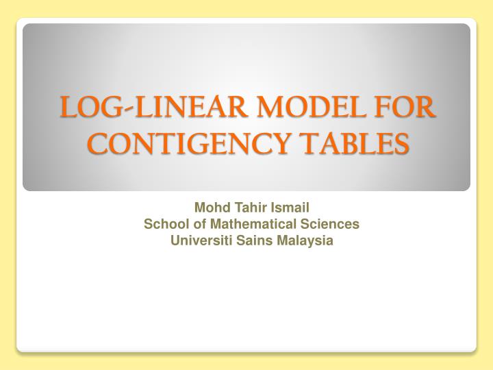 log linear model for contigency tables