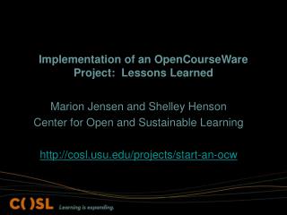 Implementation of an OpenCourseWare Project: Lessons Learned