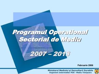 Programul Operational Sectorial de Mediu 2007 – 2013