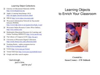 Learning Objects to Enrich Your Classroom