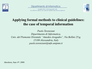 Applying formal methods to clinical guidelines: the case of temporal information