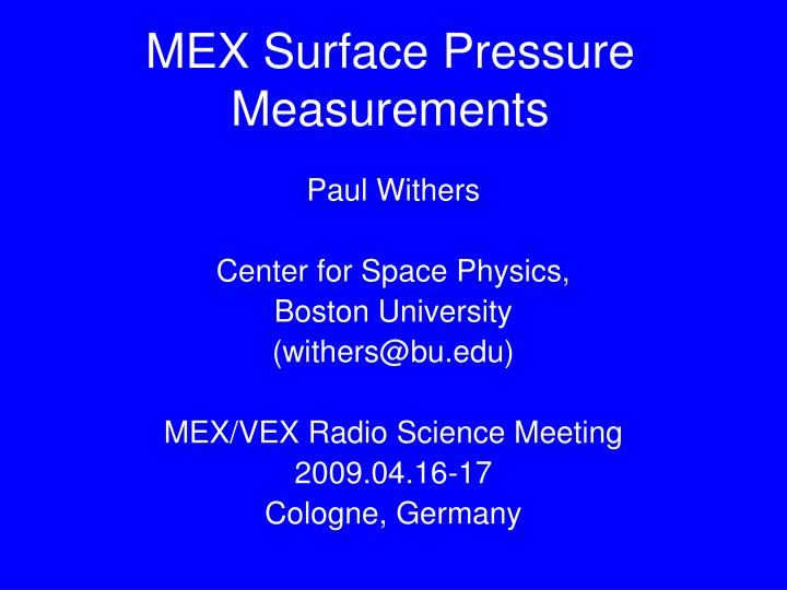 mex surface pressure measurements