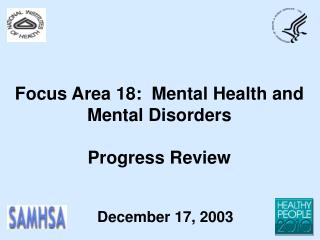 Focus Area 18: Mental Health and Mental Disorders Progress Review