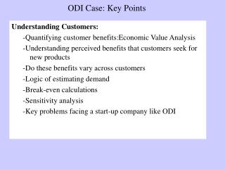 ODI Case: Key Points