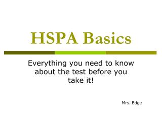 HSPA Basics