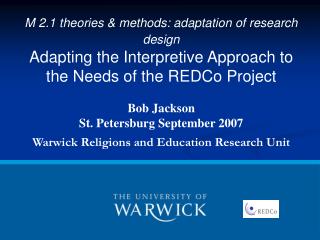 M 2.1 theories &amp; methods: adaptation of research design