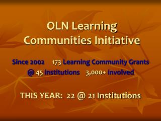 OLN Learning Communities Initiative