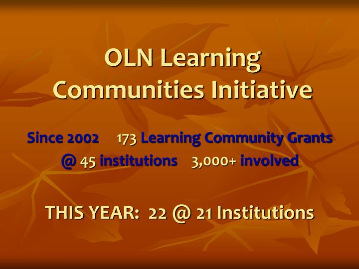 oln learning communities initiative