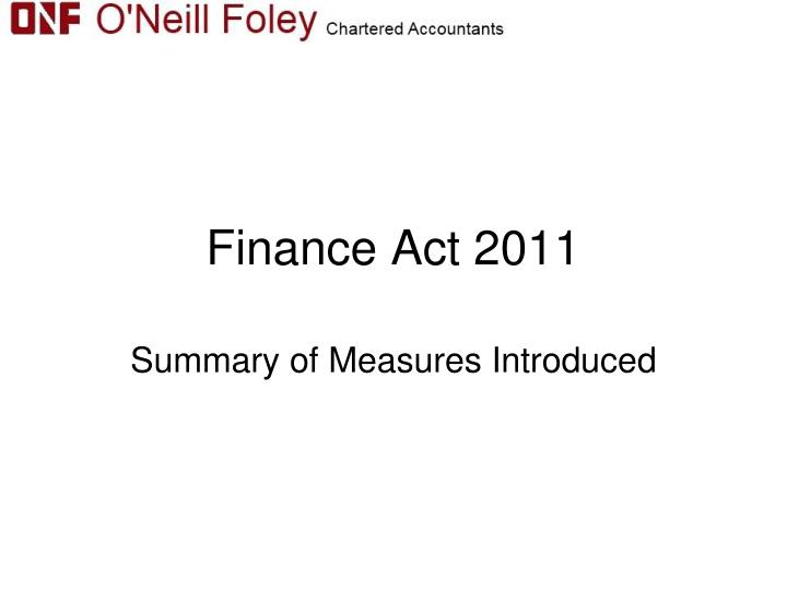 finance act 2011