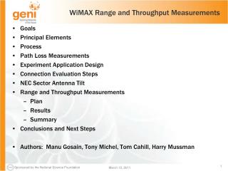 WiMAX Range and Throughput Measurements
