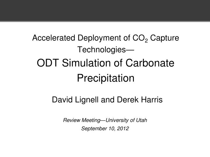 accelerated deployment of co 2 capture technologies odt simulation of carbonate precipitation