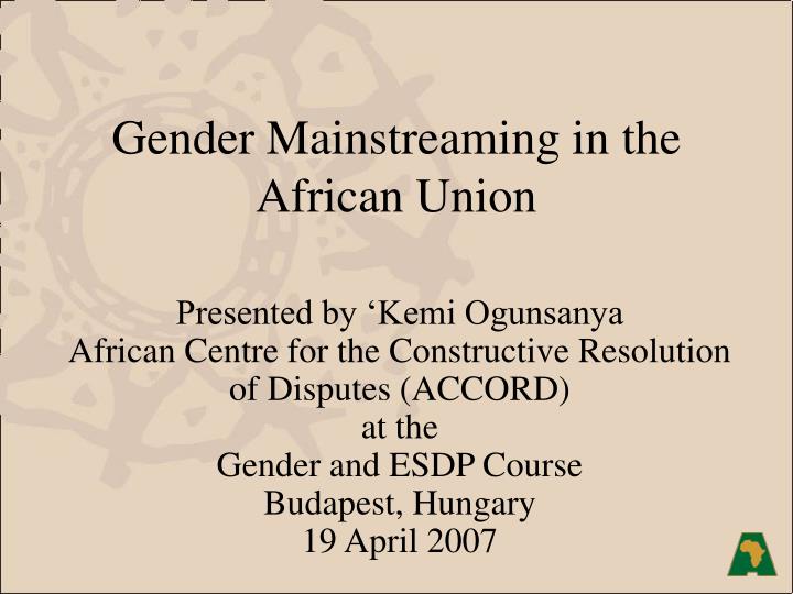 gender mainstreaming in the african union