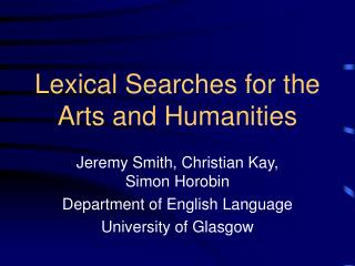 Lexical Searches for the Arts and Humanities