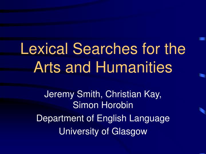lexical searches for the arts and humanities
