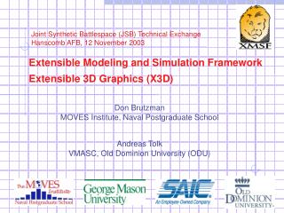 Extensible Modeling and Simulation Framework Extensible 3D Graphics (X3D)
