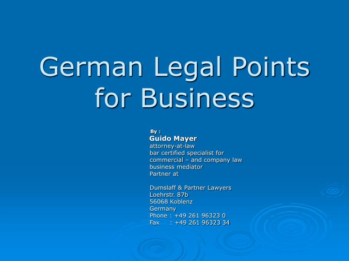 german legal points for business