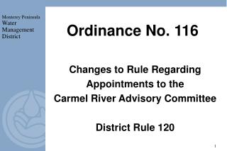 Ordinance No. 116