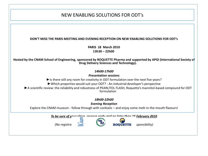 new enabling solutions for odt s