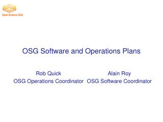 OSG Software and Operations Plans