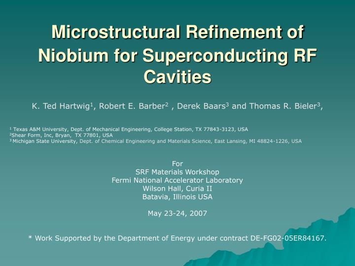 microstructural refinement of niobium for superconducting rf cavities