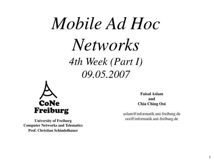 mobile ad hoc networks 4th week part i 09 05 2007