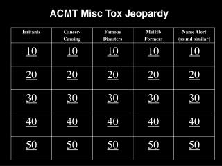 ACMT Misc Tox Jeopardy