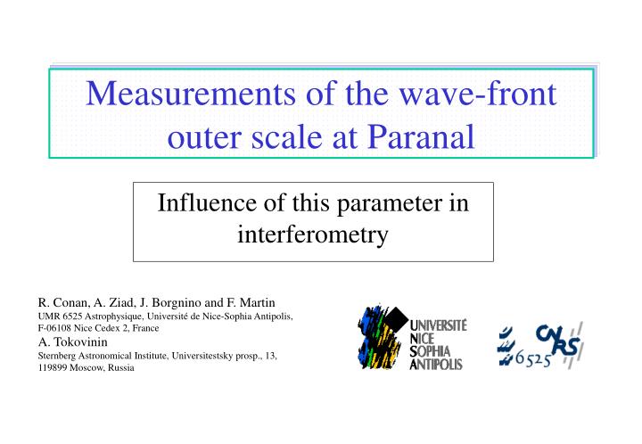 measurements of the wave front outer scale at paranal