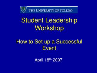 Student Leadership Workshop How to Set up a Successful Event