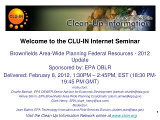 Welcome to the CLU-IN Internet Seminar